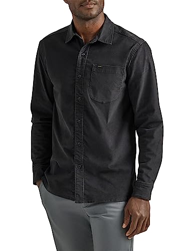 Lee Herren Extreme Motion All Purpose Long Sleeve Worker Shirt Hemd mit Button-Down-Kragen, Anthrazitfarbener Kordsamt, L von Lee