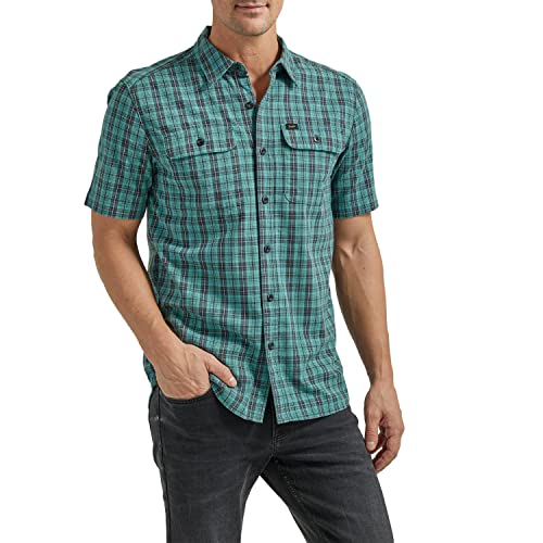 Lee Herren Extreme Motion Allzweck-Shirt, Klassische Passform, kurzärmelig, Knopfleiste, Monaco Plaid, L von Lee