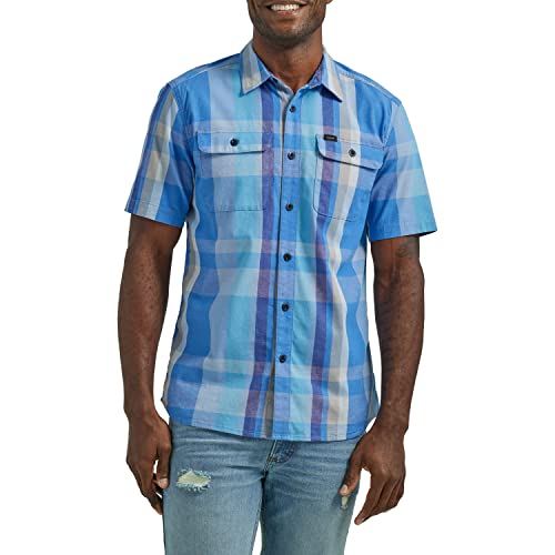 Lee Herren Extreme Motion Allzweck-Shirt, Klassische Passform, kurzärmelig, Knopfleiste, Prep Blue Plaid, L von Lee