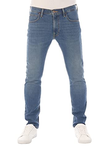 Lee Herren Jeans Luke Slim Fit Hose Blau Tapered Männer Jeanshose Baumwolle Denim Stretch Blue w30, Farbe: Used Blue (LSS2HDPD3), Größe: 30W / 30L von Lee