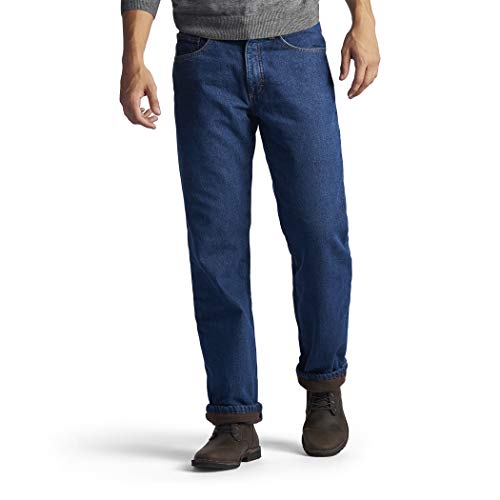 Lee Herren geradem Bein und lockerer Passform Flanell Jeans, Dunkelwaschbar mit Fleece gefüttert, 36W / 30L von Lee