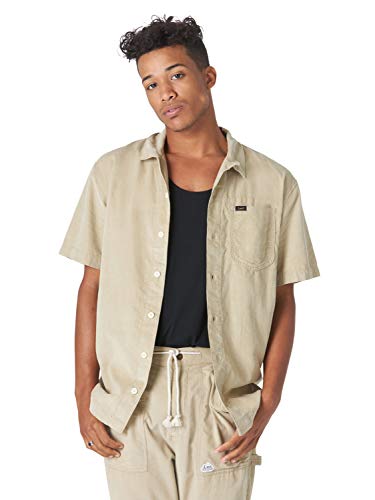 Lee Herren Kurzärmeliges Camp-Shirt mit Knopfleiste Hemd mit Button-Down-Kragen, Khaki Cord, XX-Large von Lee