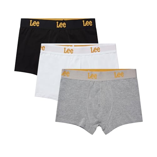 Lee Herren Men's Boxer Shorts in Black/White/Grey | Soft Touch Cotton Trunks Boxershorts, von Lee