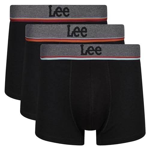 Lee Herren Men's Boxer Shorts in Black | Soft Touch Cotton Trunks Boxershorts, von Lee