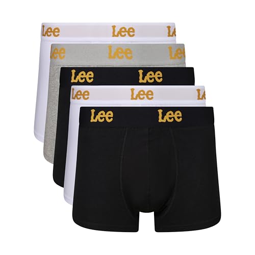Lee Herren Men's Boxer Shorts in Blacks/Whites/Grey | Soft Touch Cotton Trunks Boxershorts, von Lee