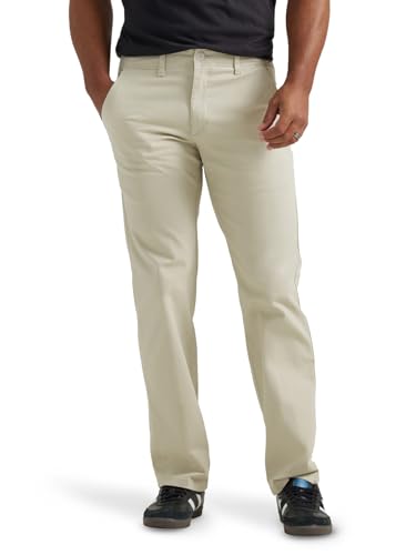 Lee Herren Extreme Motion Flat Front Regular Straight Pant Hose mit gerader Passform, Stein, 36W / 32L von Lee