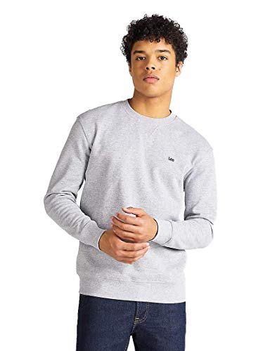 Lee Herren PLAIN CREW Sweatshirt, Grau (Grey Mele Mp), Large von Lee