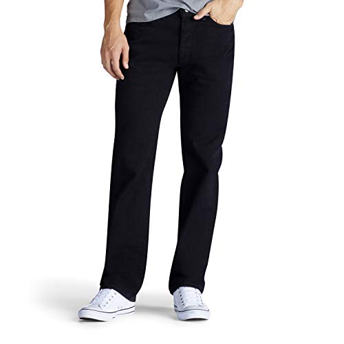 Lee Herren Relaxed Fit Straight Leg Jeans, Double Black, 42W / 36L von Lee