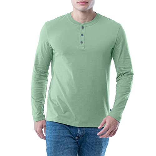 Lee Herren T-Shirt, langärmelig, weich, Gewaschene Baumwolle Henley-Hemd, Basil, Groß von Lee