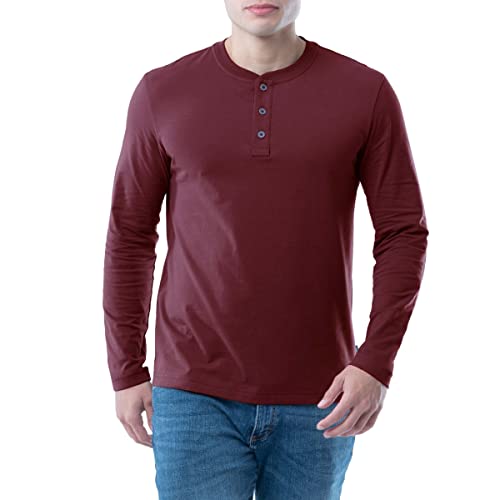 Lee Herren T-Shirt, langärmelig, weich, Gewaschene Baumwolle Henley-Hemd, Rhabarberfarben, X-Groß von Lee