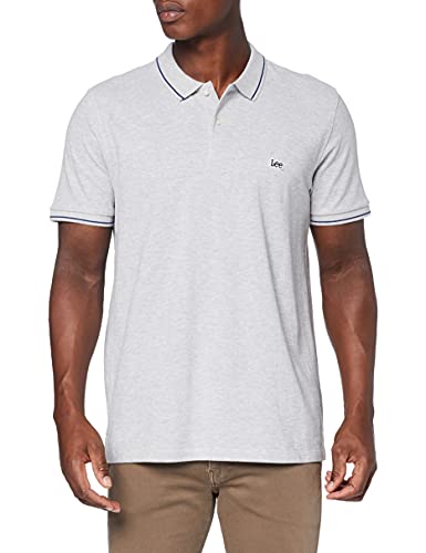 Lee Herren Pique Polo Sharp Gray Mele T shirt, Ecru (Sharp Grey Mele 03), L EU von Lee