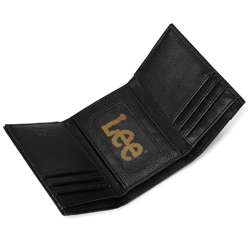 Lee Herren Trifold Wallet Pebble Grain Leder Geldbörse mit Flip ID Fenster, Schwarz, Einheitsgröße von Lee
