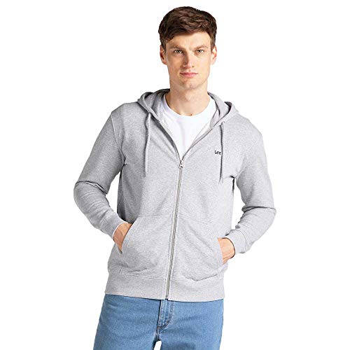 Lee Herren Zip THROUH Hoodie Kapuzenpullover, Grau (Grey Mele Mp), Small (Herstellergröße: S) von Lee