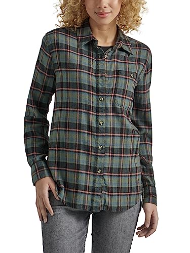 Lee Legendäres Langarm-Allzweck-Shirt mit Knopfleiste für Damen, Olive Grove Plaid, Groß von Lee