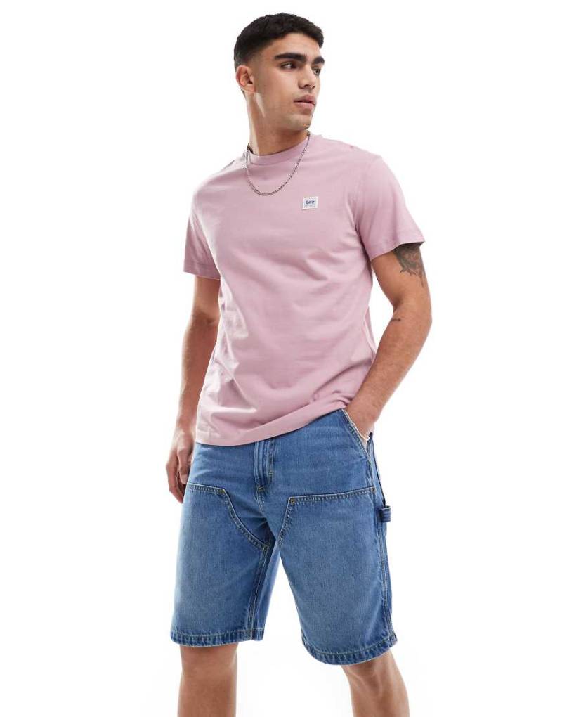 Lee - Locker geschnittene Carpenter-Shorts in mittelblauer Waschung mit doppelter Stofflage am Knie von Lee