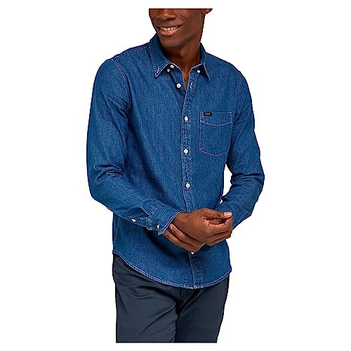 Lee Men's Button DOWN Shirt, MID Stone, Large von Lee