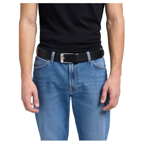 Lee Men's Leather Logo Buckle Belt, Black, 90 von Lee