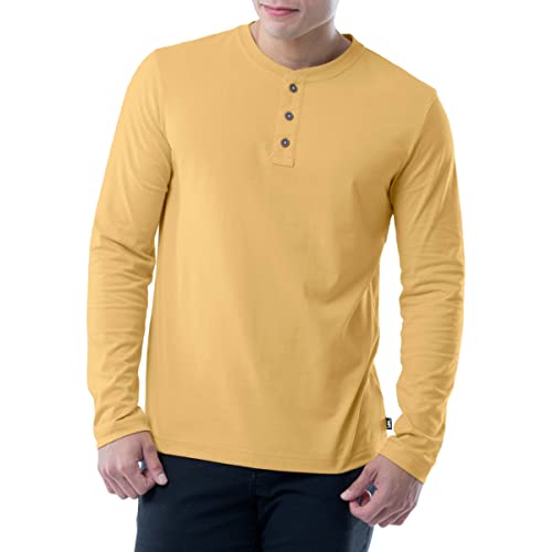 Lee Men's Long Sleeve Soft Washed Cotton Henley T-Shirt, Yellow, 38/40 von Lee