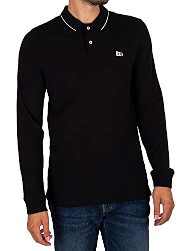 Lee Men's Longsleeve Pique Polo Shirt, Black Black, XX-Large von Lee