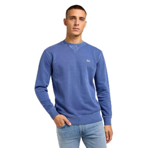 Lee Men's Plain Crew SWS Sweatshirt, SURF Blue, L von Lee