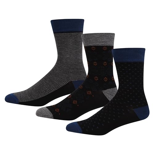 Lee Men's Premium Luxury Giftbox GreyBlack/Blue Mens Smart Viscose from Bamboo Crew Socks, Charcoal Marl/Fairisle/Spots, 9-11 von Lee