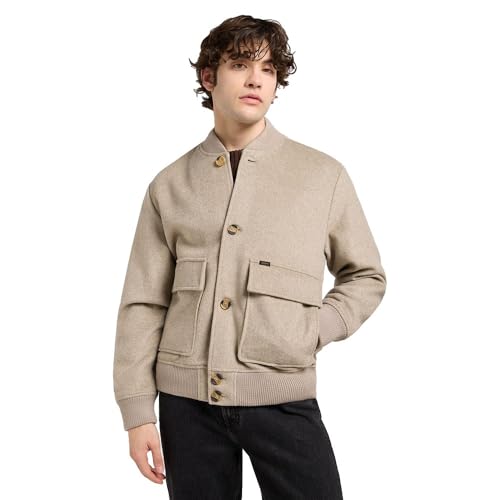 Lee Men's Wool Bomber Jacket, Warm Gray Heather, S von Lee