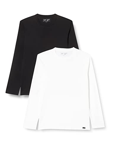 Lee Mens Twin Pack Crew T-Shirt, Black White, M von Lee