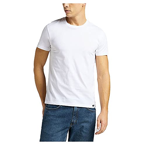 Lee Herren Twin Pack Crew White T shirts, Weiß, XL EU von Lee