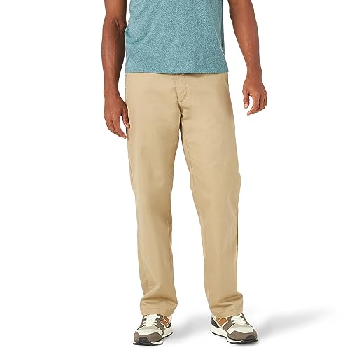 Lee Herren Total Freedom Stretch Flacher Vorderseite Lässige Hose, Khaki, 33W / 32L von Lee