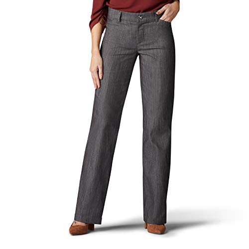 Lee Uniforms Damen Flex Motion Regular Fit Trouser Pant Unterhose, Kohlenstoffspülung, 46 Kurze Schlauch von Lee