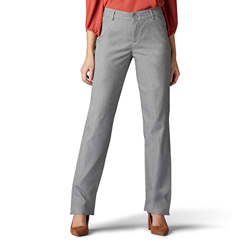 Lee Uniforms Damen Wrinkle Free Relaxed Fit Straight Leg Pant Unterhose, Aschgrau meliert, 34 Kurz von Lee