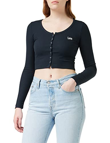 Lee Women's Cropped Rib Cardigan T-Shirt, Union-All Black, Large von Lee