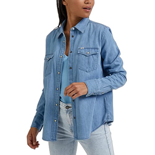 Lee Women's Regular Western Shirt, Blue Media, Small von Lee