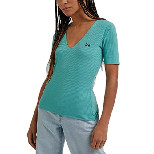 Lee Women's V Neck Rib T-Shirt, Dusty Jade, X-Small von Lee