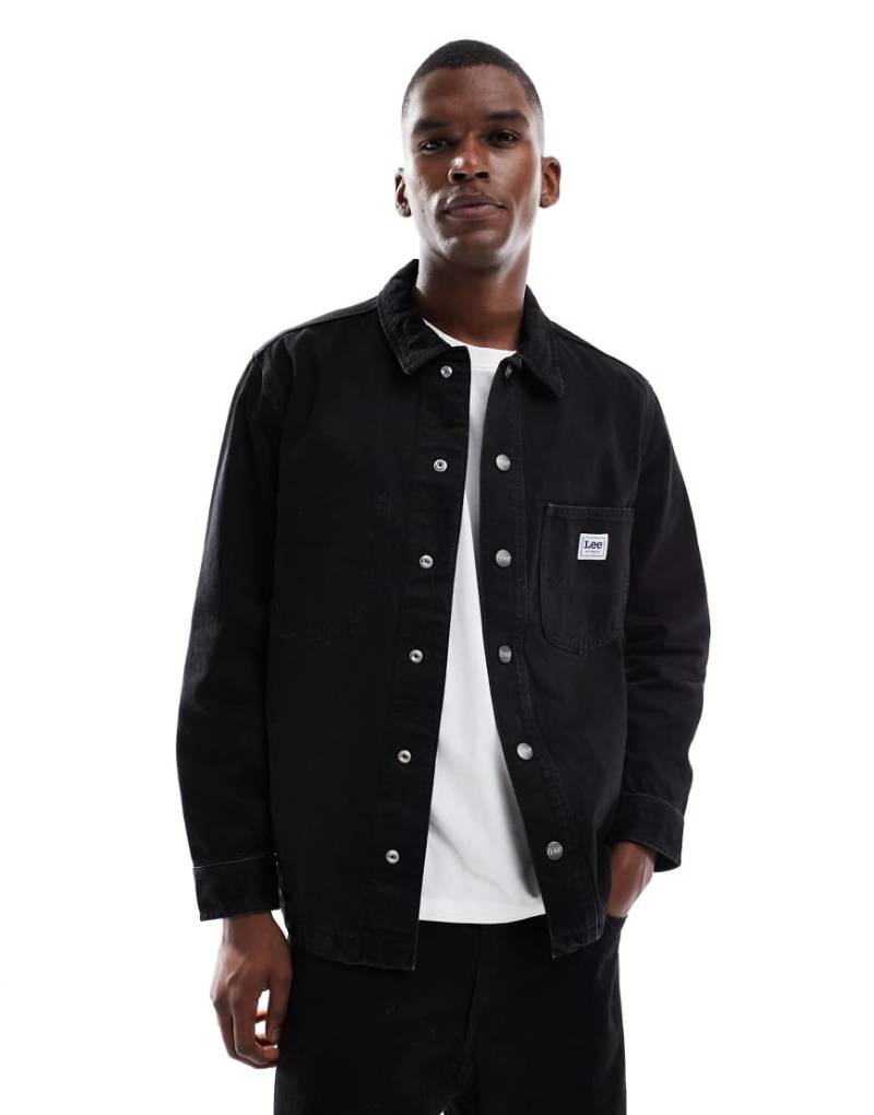Lee - Workwear - Relaxed Fit Denim-Hemdjacke in verwaschenem Schwarz von Lee