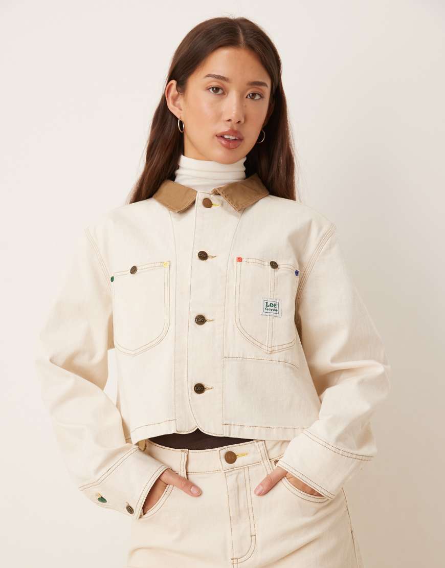 Lee x Crayola - Chore-Jacke mit Cropped-Schnitt in Ecru, Kombiteil-Weiß Lee x Crayola - Chore-Jacke mit Cropped-Schnitt in Ecru, Kombiteil-Weiß von Lee