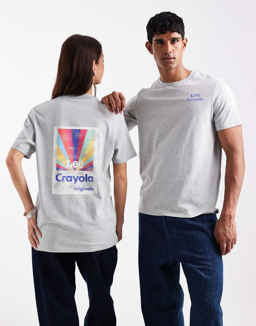 Lee x Crayola - Unisex-T-Shirt in Grau mit Rückenprint von Lee