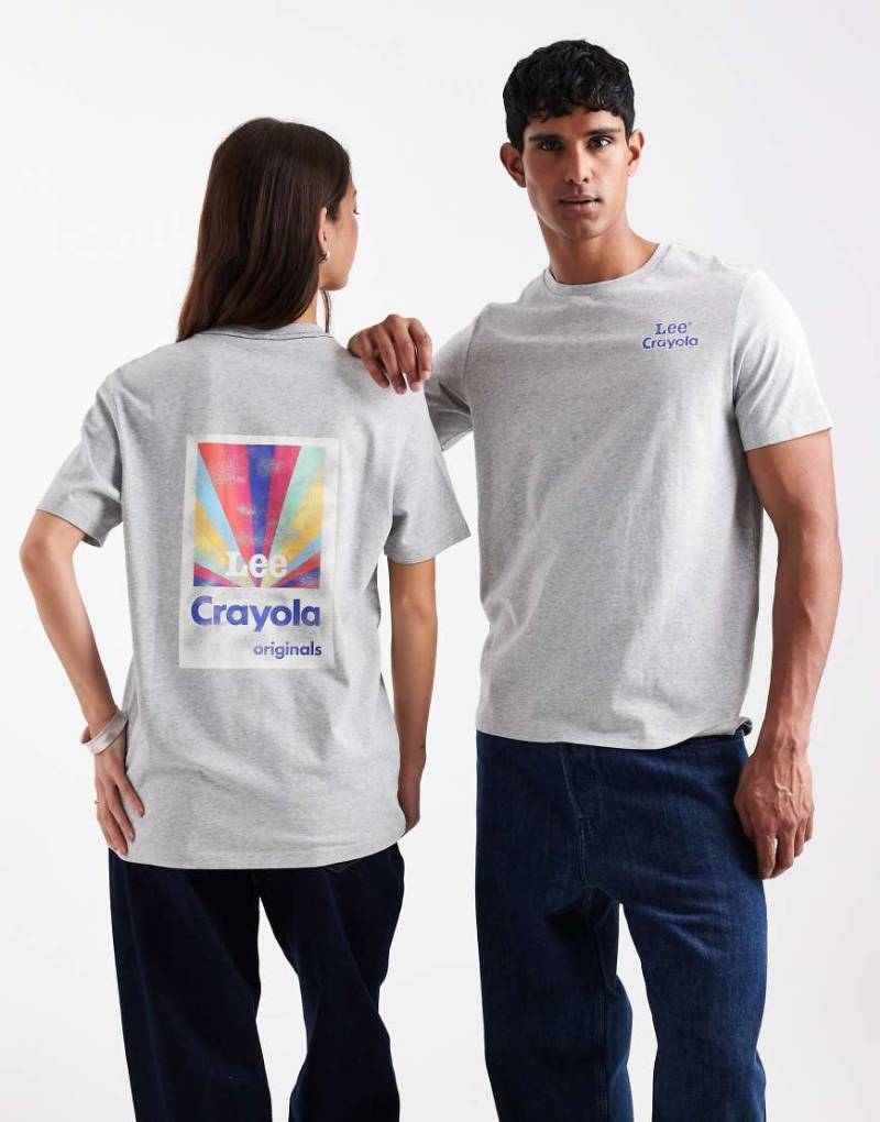Lee x Crayola - Unisex-T-Shirt in Grau mit Rückenprint von Lee