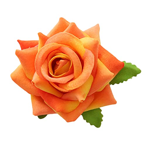 LeeCAE Rosen-Haarspange, Blumen-Haarspangen, Blumen-Haarspange für Frauen, Blumen-Brosche, Blumen-Haarnadel, Rosen-Brosche, Braut-Brosche – Orange von LeeCAE