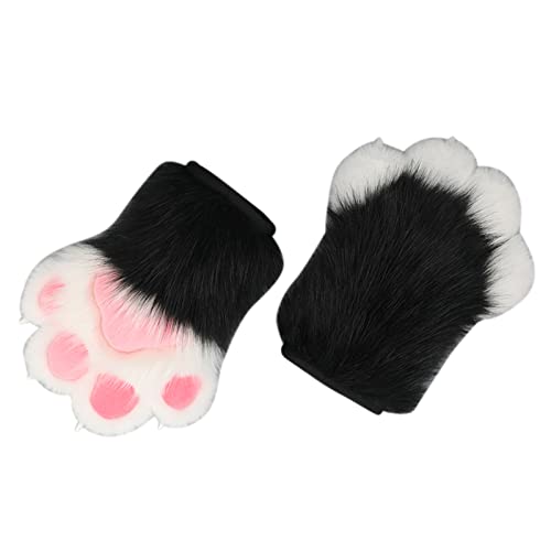 LeeCAE Wolf Kostüm Pelzige Pfote Warme Handschuhe für Erwachsene Niedliche Plüsch Fäustlinge Bärentatze Kostüm Zubehör Tier Cosplays Party- 4# von LeeCAE