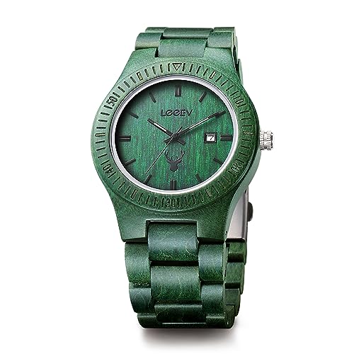 LeeEv Holzuhren, Uwood Serie Zebra Sandelholz japanische Quarz Analoguhr für Herren mit Kalender Unisex Armbanduhr LeeEv Holzuhren, Uwood Serie Zebra Sandelholz japanische Quarz Analoguhr für Herren mit Kalender Unisex Armbanduhr von LeeEv