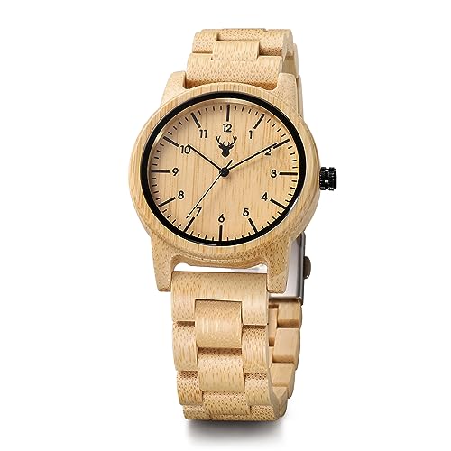 LeeEv Holzuhren Uwood Serie 40mm Unisex Natürliche Handarbeit Holz Uhr mit Geschenkbox & Band verstellbar von LeeEv