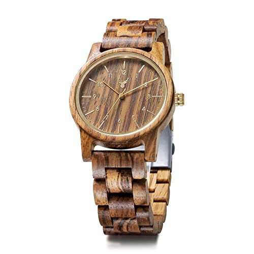 LeeEv Holzuhren Uwood Serie 40mm Unisex Natürliche Handarbeit Holz Uhr mit Geschenkbox & Band verstellbar von LeeEv