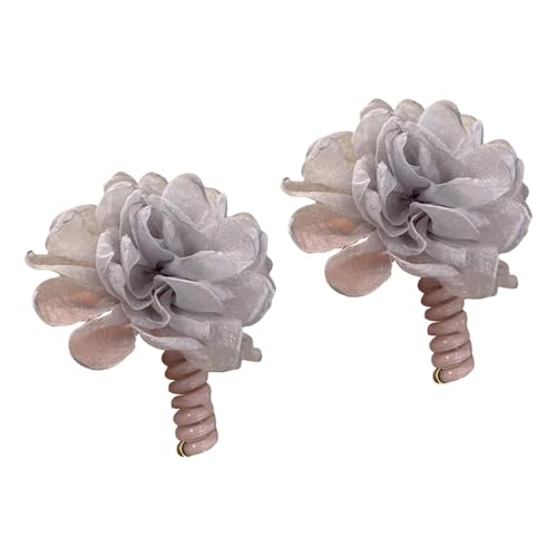 LeeQinersw 2x Blumenhaarbänder Blumenhaarelastik -Spule für Club Neujahr, Grau von LeeQinersw
