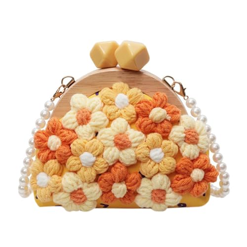 LeeQinersw Blumenhäkelbeutel Kleine tragbare Trendy -Tasche Boho Chic Crossbody Geldbeutel, Gelb LeeQinersw Blumenhäkelbeutel Kleine tragbare Trendy -Tasche Boho Chic Crossbody Geldbeutel, Gelb von LeeQinersw