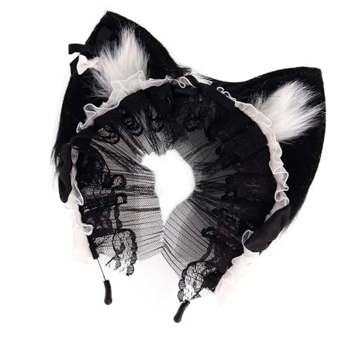 LeeQinersw Kopfbedeckung Katzenohr Multifunktionales Kostümfest Kostüm Cosplay Stirnband, Schwarz von LeeQinersw