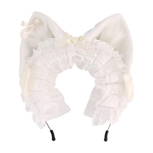 LeeQinersw Kopfbedeckung Katzenohr Multifunktionales Kostümfest Kostüm Cosplay Stirnband, Weiß von LeeQinersw