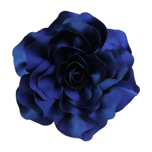LeeQinersw Rosenbrosche Große Anstecknadel Und Satinblume Handgefertigter Blütenschmuck Anzugschmuck mit Und Spange für Damen Und Herren, Königsblau von LeeQinersw