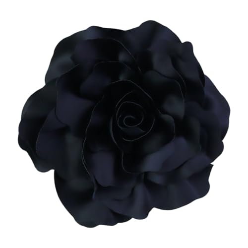 LeeQinersw Rosenbrosche Große Anstecknadel Und Satinblume Handgefertigter Blütenschmuck Anzugschmuck mit Und Spange für Damen Und Herren, Schwarz von LeeQinersw
