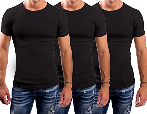 LeeSandro&Sons Unterhemd Herren 3er Pack Schwarz Rundhals,Tshirt Gr.M,Made In EU von LeeSandro&Sons